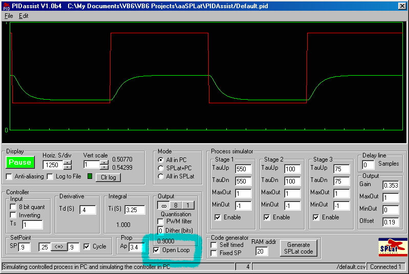 PID open loop simulation